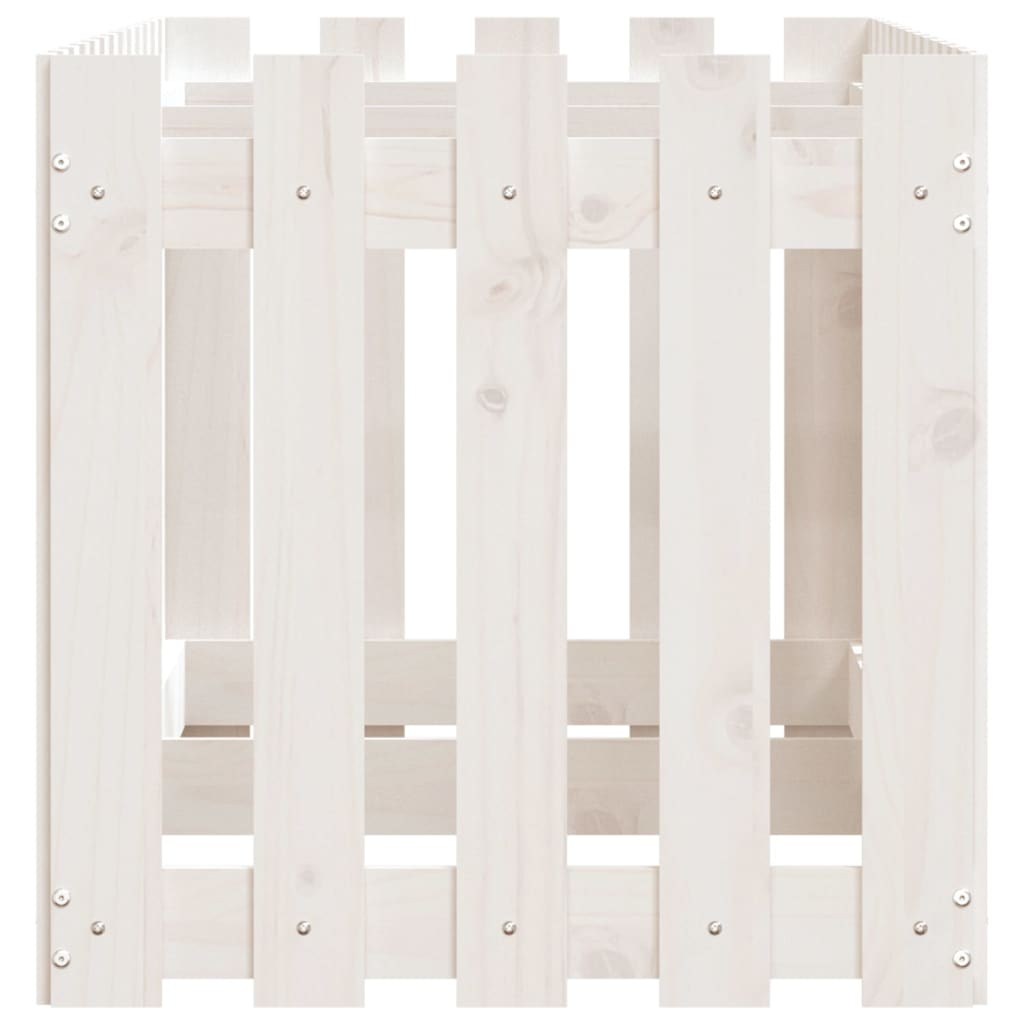 vidaXL Garden Raised Bed with Fence Design White 150x50x50 cm Solid Wood Pine 6