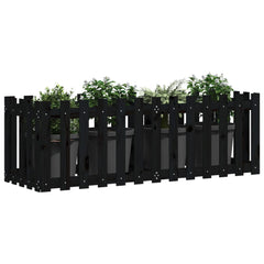 vidaXL Garden Raised Bed with Fence Design Black 150x50x50 cm Solid Wood Pine 3