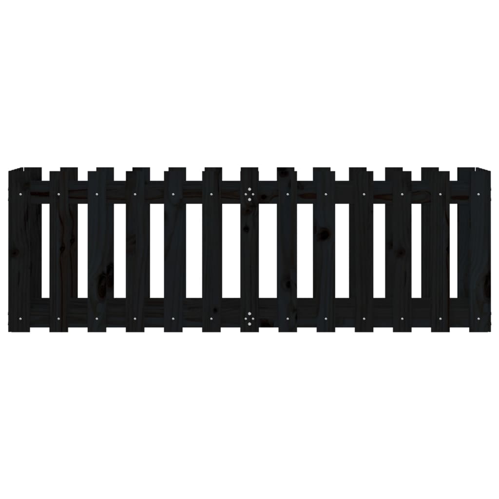 vidaXL Garden Raised Bed with Fence Design Black 150x50x50 cm Solid Wood Pine 5