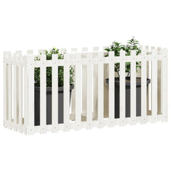 vidaXL Garden Raised Bed with Fence Design White 150x50x70 cm Solid Wood Pine 3