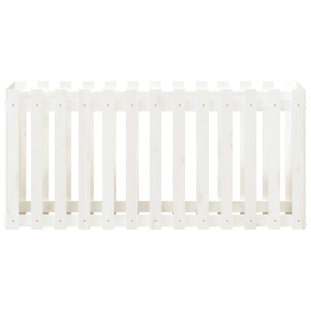 vidaXL Garden Raised Bed with Fence Design White 150x50x70 cm Solid Wood Pine 5