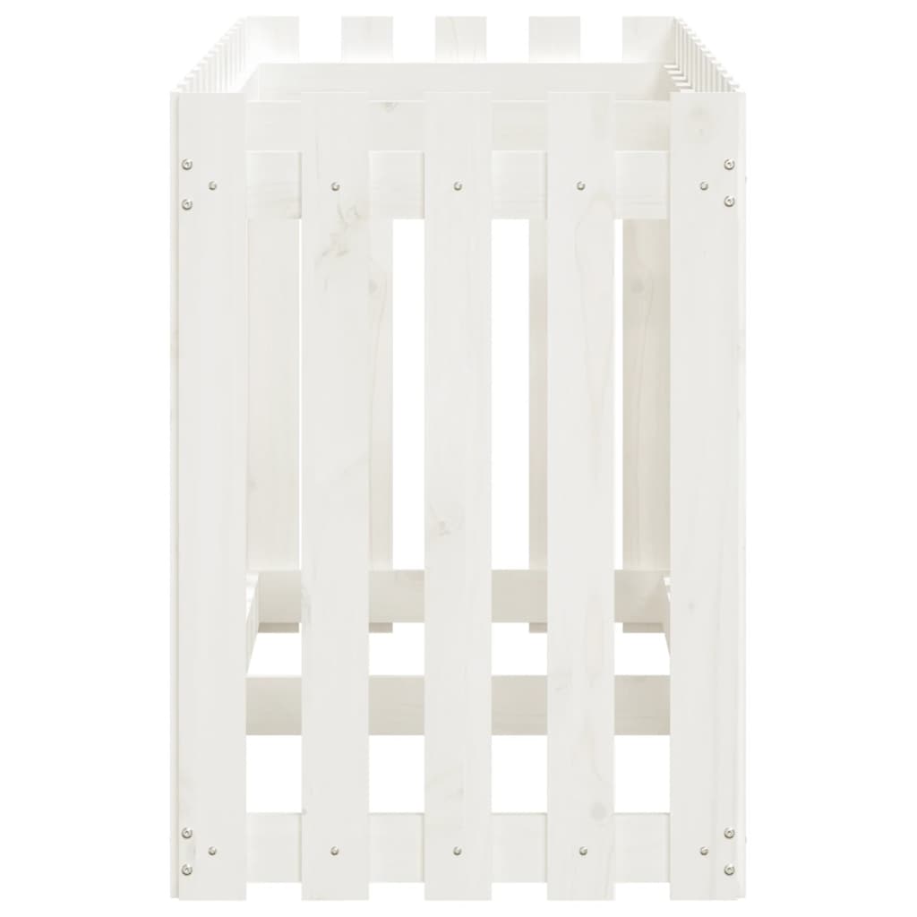 vidaXL Garden Raised Bed with Fence Design White 150x50x70 cm Solid Wood Pine 6