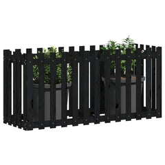 vidaXL Garden Raised Bed with Fence Design Black 150x50x70 cm Solid Wood Pine 3