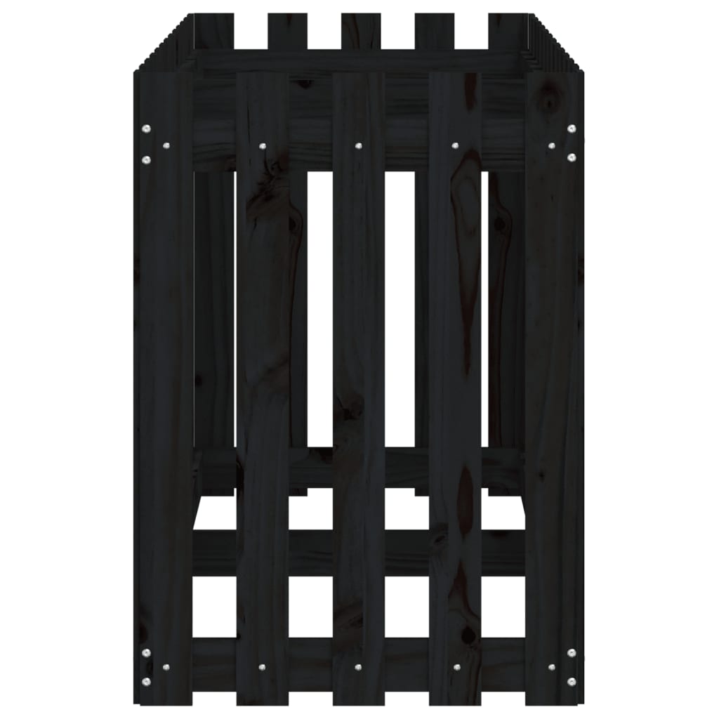 vidaXL Garden Raised Bed with Fence Design Black 150x50x70 cm Solid Wood Pine 6