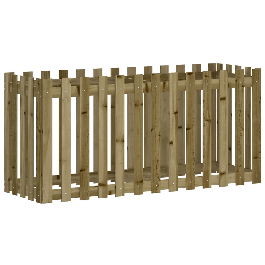 vidaXL Garden Raised Bed with Fence Design 150x50x70 cm Impregnated Wood Pine 2