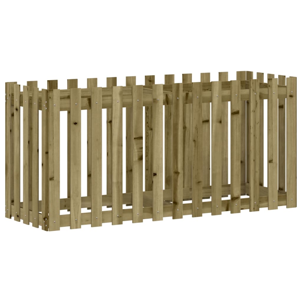 vidaXL Garden Raised Bed with Fence Design 150x50x70 cm Impregnated Wood Pine 4