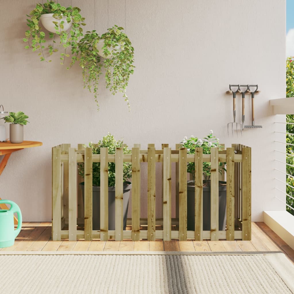 vidaXL Garden Raised Bed with Fence Design 150x50x70 cm Impregnated Wood Pine 1