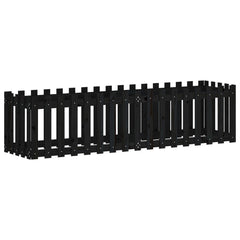 vidaXL Garden Raised Bed with Fence Design Black 200x50x50 cm Solid Wood Pine 2