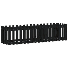 vidaXL Garden Raised Bed with Fence Design Black 200x50x50 cm Solid Wood Pine 4