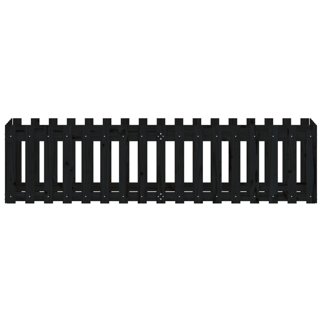 vidaXL Garden Raised Bed with Fence Design Black 200x50x50 cm Solid Wood Pine 5