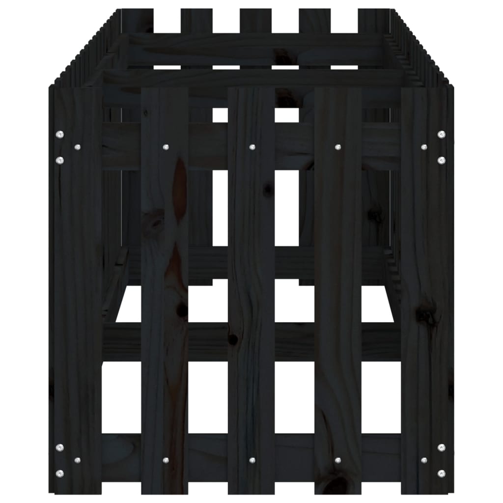 vidaXL Garden Raised Bed with Fence Design Black 200x50x50 cm Solid Wood Pine 6