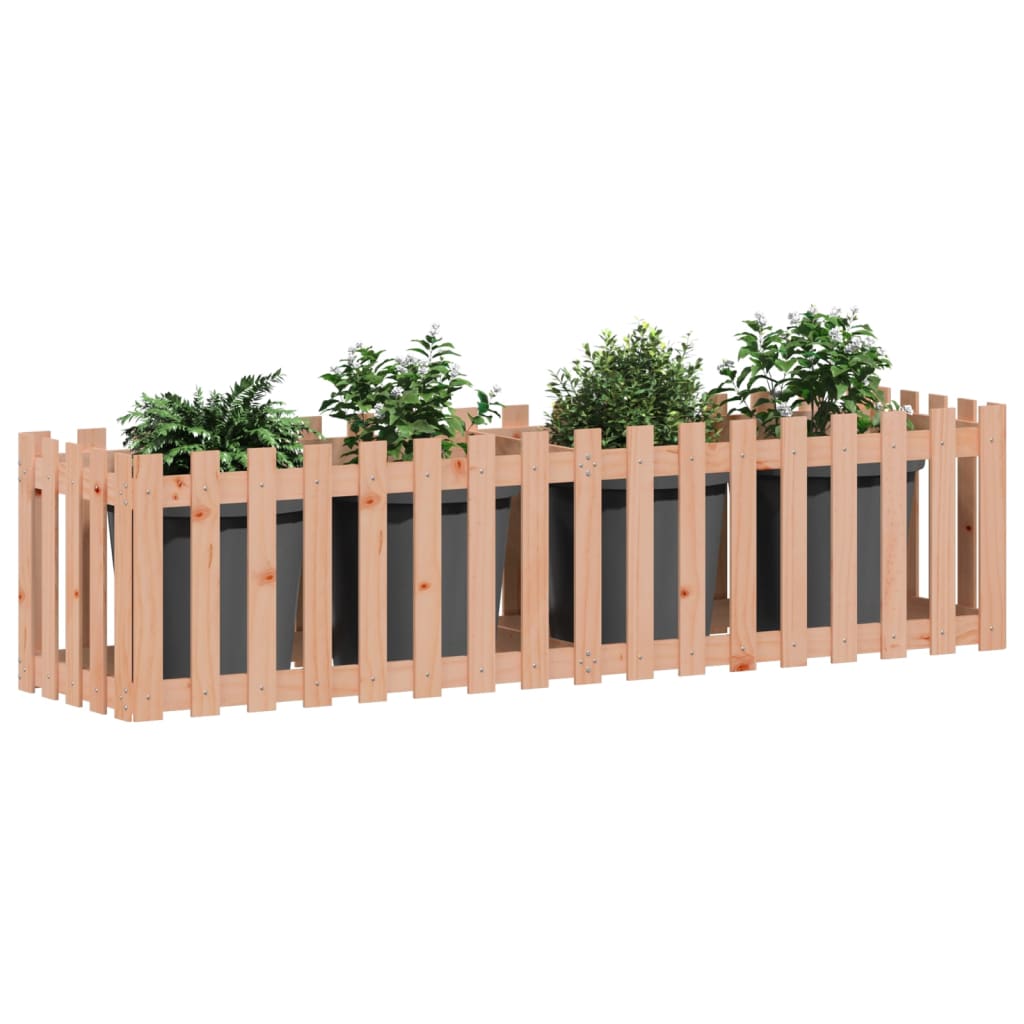 vidaXL Garden Raised Bed with Fence Design 200x50x50 cm Solid Wood Douglas 3