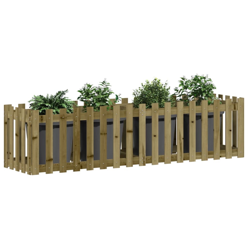 vidaXL Garden Raised Bed with Fence Design 200x50x50 cm Impregnated Wood Pine 3