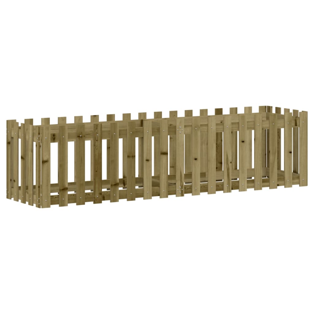 vidaXL Garden Raised Bed with Fence Design 200x50x50 cm Impregnated Wood Pine 4