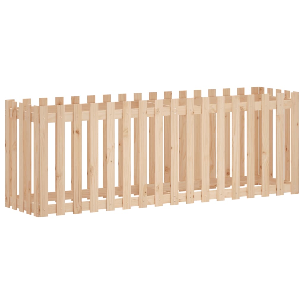 vidaXL Garden Raised Bed with Fence Design 200x50x70 cm Solid Wood Pine 2