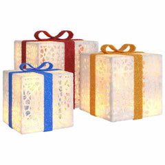 vidaXL Lighted Christmas Boxes 3 pcs 64 LEDs Warm White 2