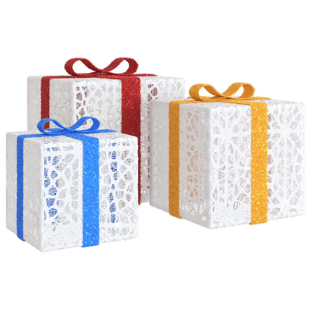 vidaXL Lighted Christmas Boxes 3 pcs 64 LEDs Warm White 5