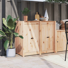 Outdoor Kitchen Cabinet "MEPPEL" Solid Wood Pine Width 106 cm Natural pine 92 cm 4 doors
