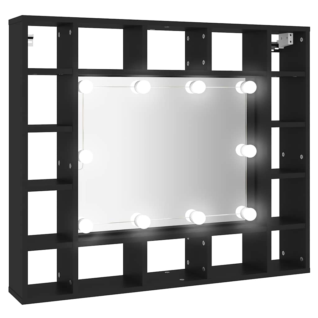 vidaXL LED Mirror Cabinet Black 91x15x76.5 cm 2
