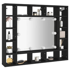 vidaXL LED Mirror Cabinet Black 91x15x76.5 cm 5