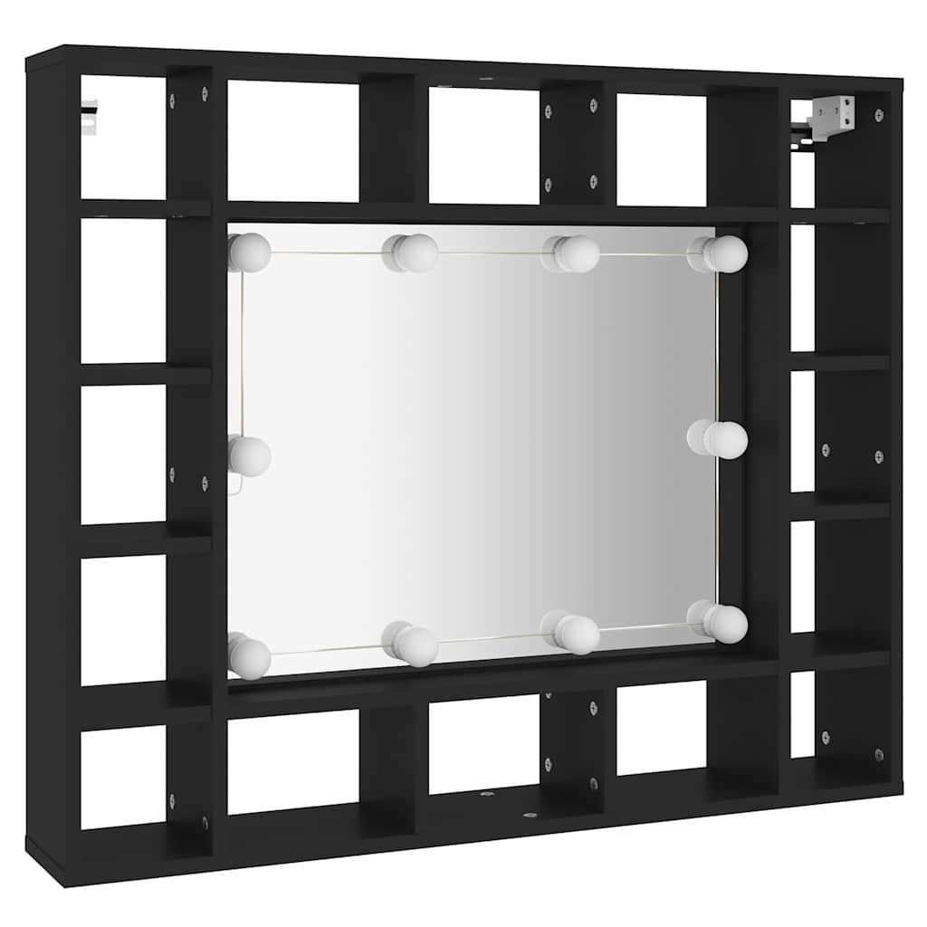 vidaXL LED Mirror Cabinet Black 91x15x76.5 cm 6