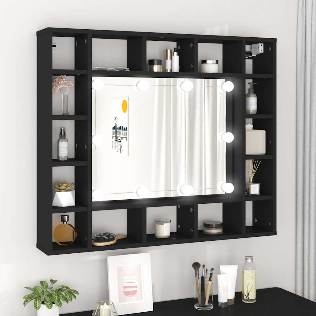 vidaXL LED Mirror Cabinet Black 91x15x76.5 cm 1