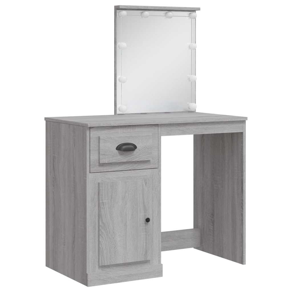 vidaXL Dressing Table with LED Lights Grey Sonoma 90x42x132.5 cm 3