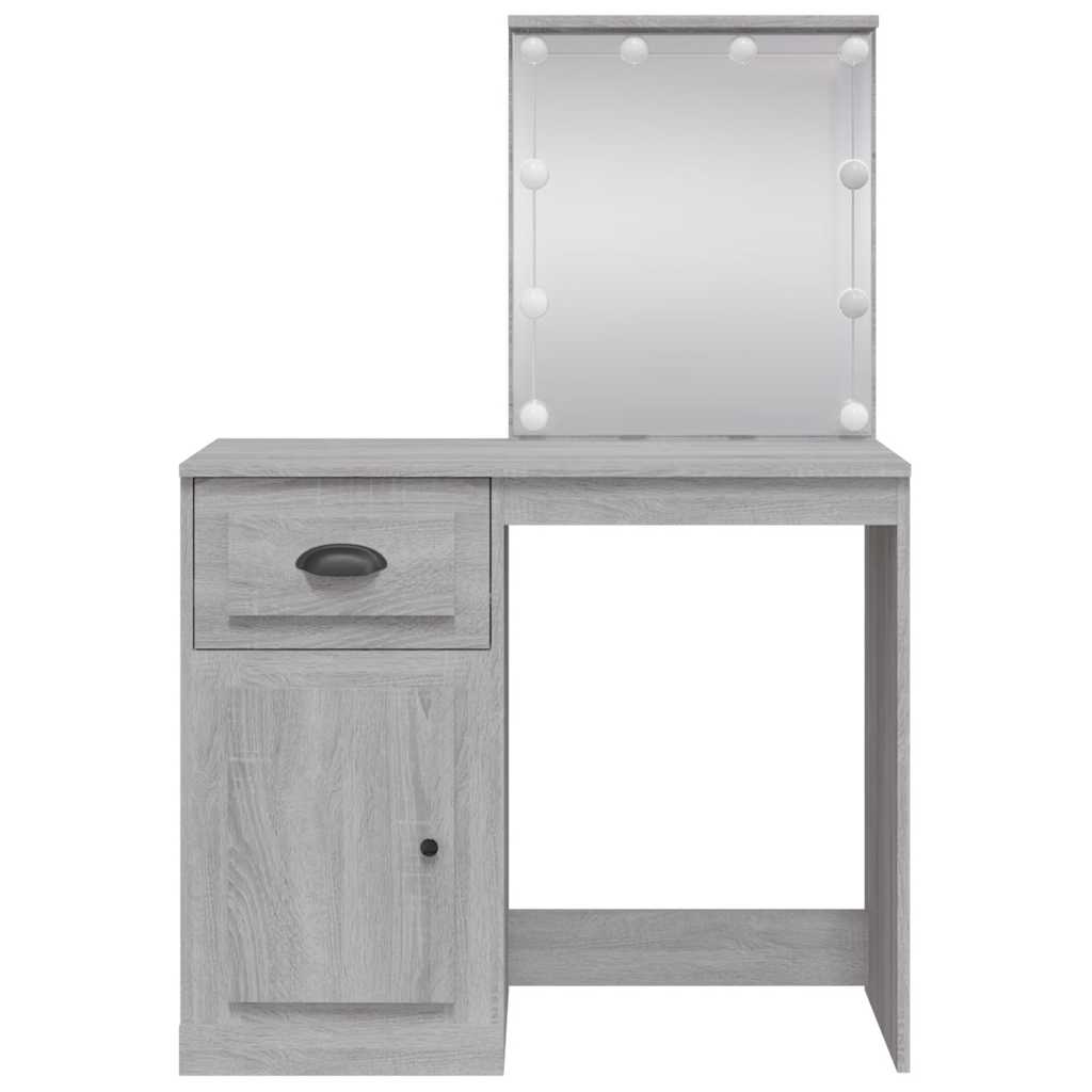 vidaXL Dressing Table with LED Lights Grey Sonoma 90x42x132.5 cm 5