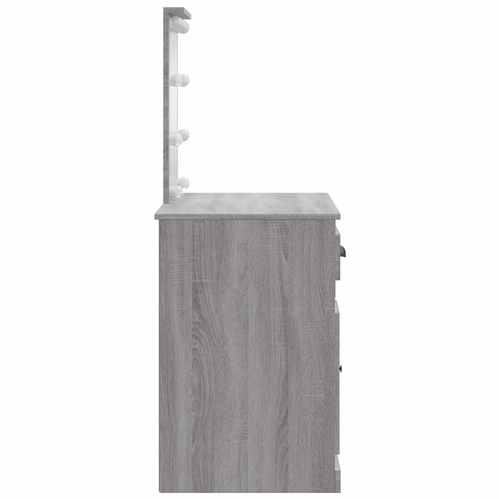 vidaXL Dressing Table with LED Lights Grey Sonoma 90x42x132.5 cm 6