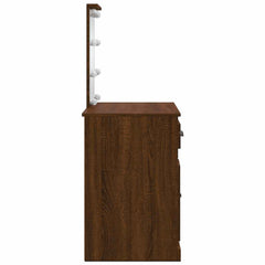 vidaXL Dressing Table with LED Lights Brown Oak 90x42x132.5 cm 6