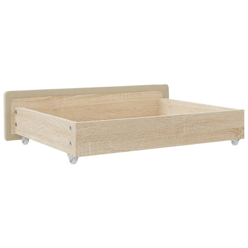 Bed Drawers 2 pcs Cream Engineered Wood and Fabric