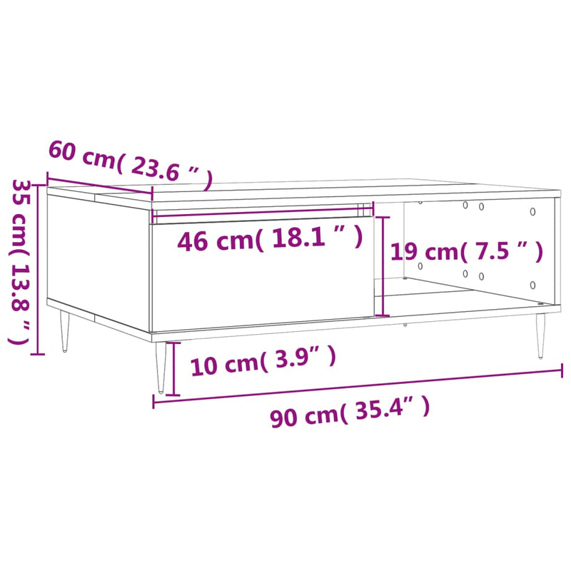 Coffee Table White 90x60x35 cm Engineered Wood