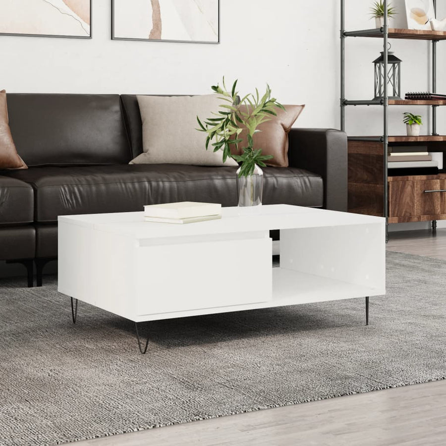 vidaXL Coffee Table White 90x60x35 cm Engineered Wood 1