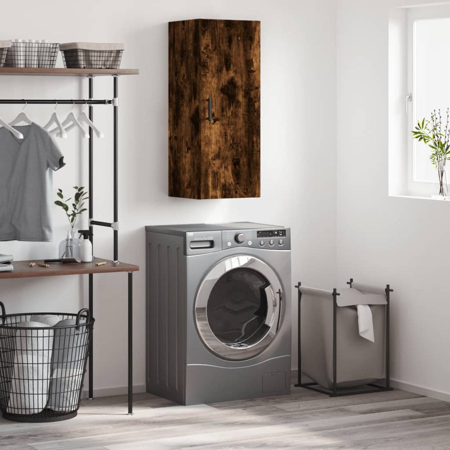 vidaXL Wall Mounted Cabinet Smoked Oak 34,5x34x90 cm 1