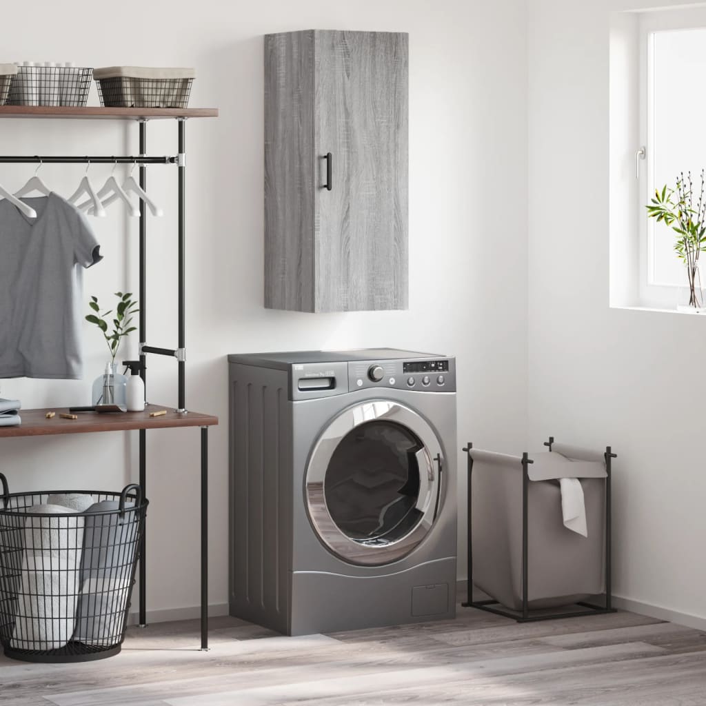 vidaXL Wall Mounted Cabinet Grey Sonoma 34.5x34x90 cm 1