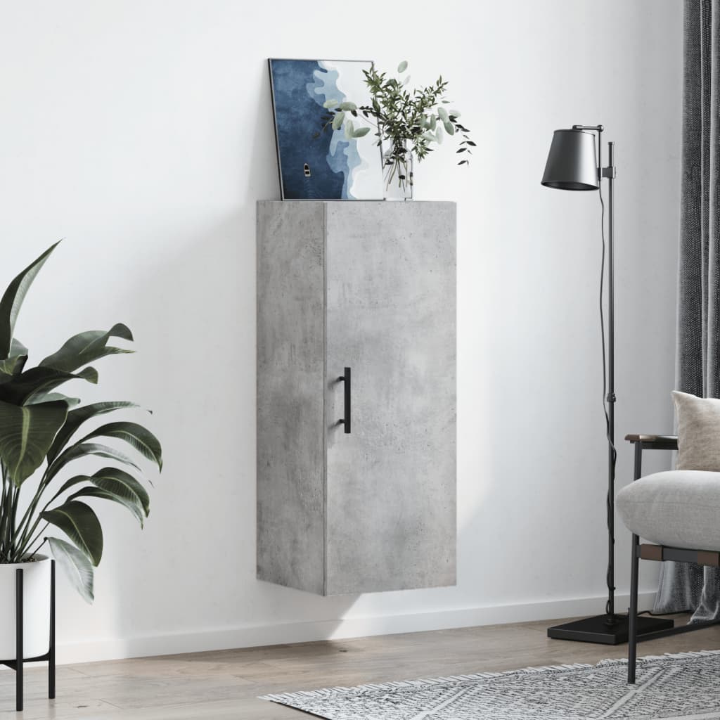 vidaXL Wall Mounted Cabinet Concrete Grey 34.5x34x90 cm 3