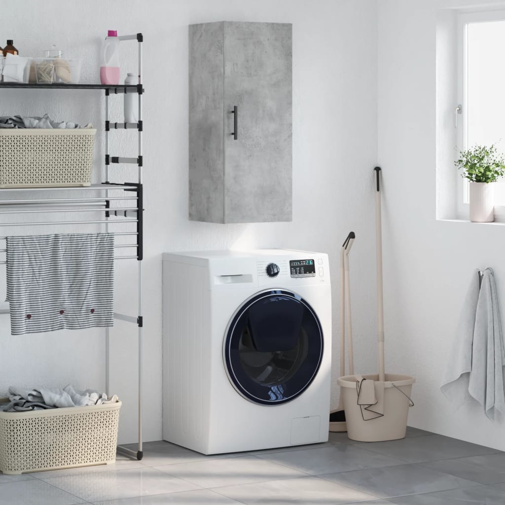 vidaXL Wall Mounted Cabinet Concrete Grey 34.5x34x90 cm 1