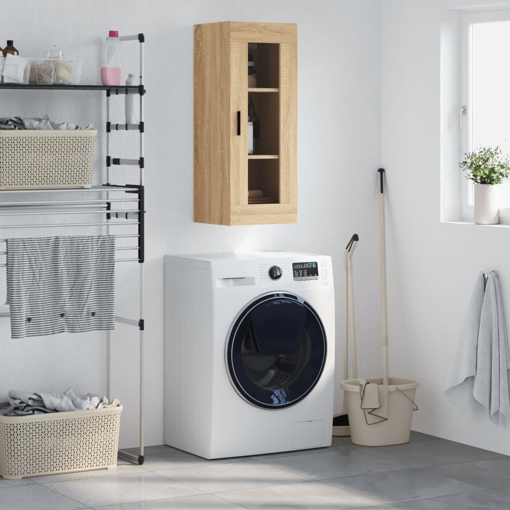 vidaXL Wall Mounted Cabinet Sonoma Oak 34.5x34x90 cm 1