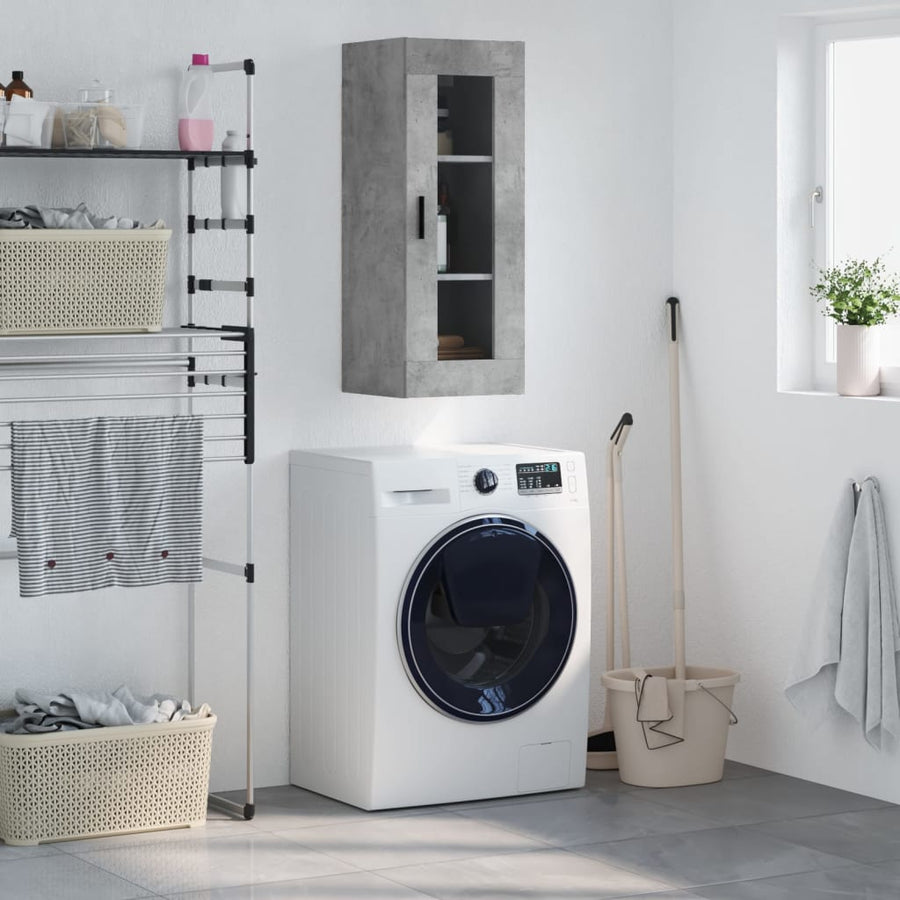 vidaXL Wall Mounted Cabinet Concrete Grey 34,5x34x90 cm 1
