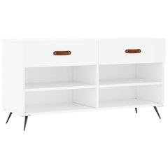 vidaXL Shoe Bench White 102x35x55 cm Engineered Wood 2