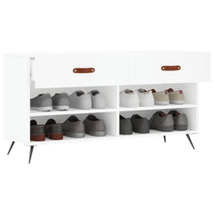 vidaXL Shoe Bench White 102x35x55 cm Engineered Wood 4
