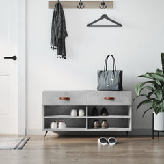 vidaXL Shoe Bench Concrete Grey 102x35x55 cm Engineered Wood 1