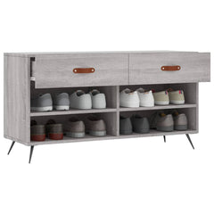 vidaXL Shoe Bench Grey Sonoma 102x35x55 cm Engineered Wood 4