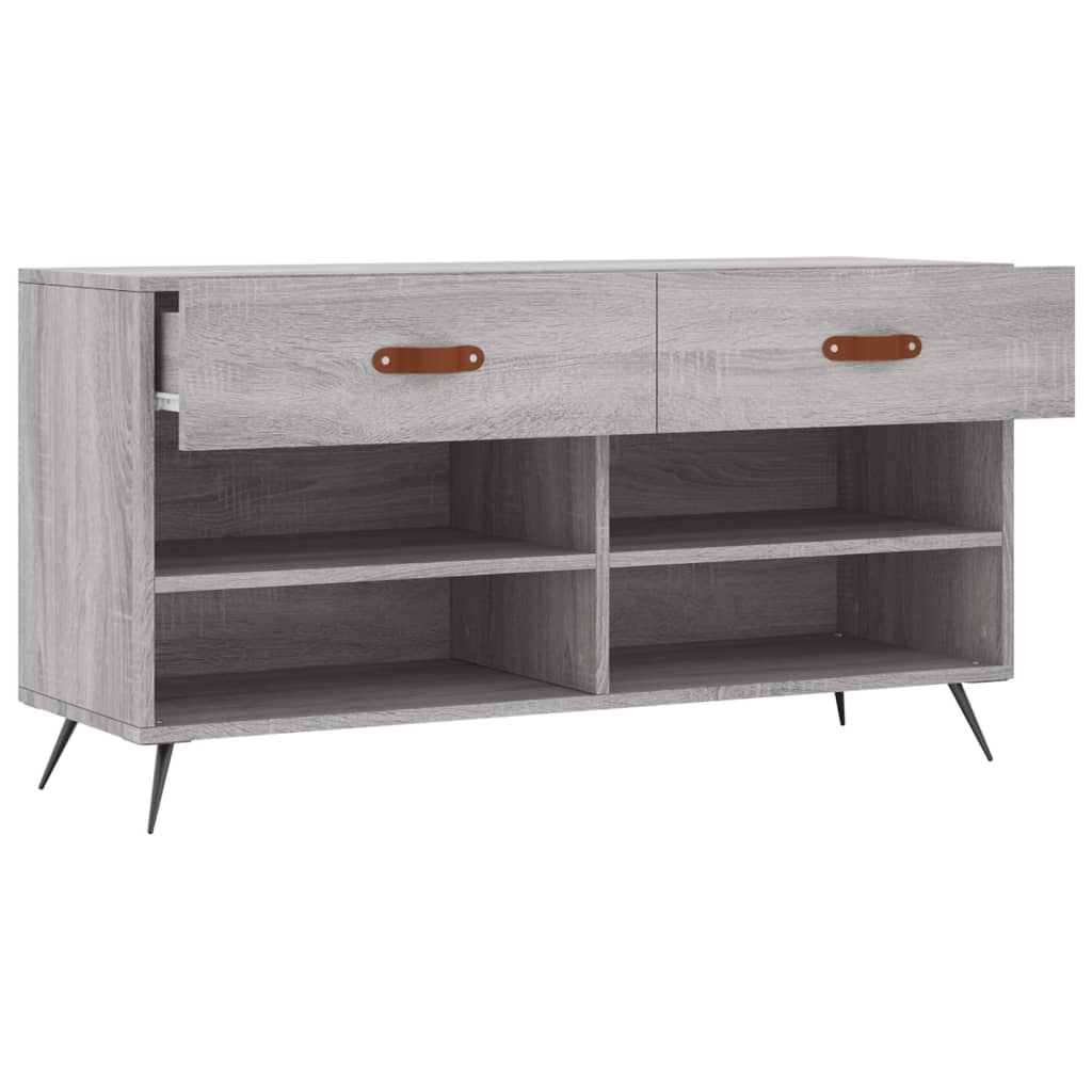 vidaXL Shoe Bench Grey Sonoma 102x35x55 cm Engineered Wood 5