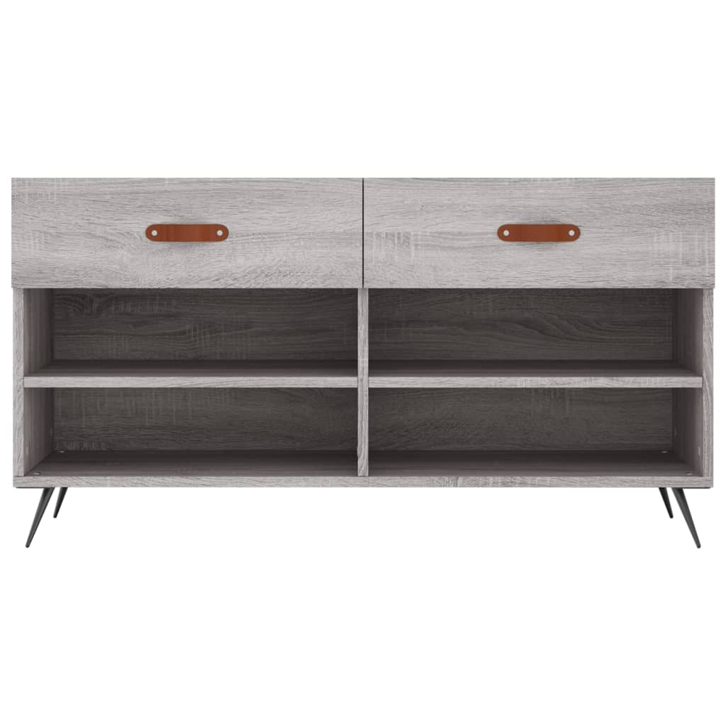 vidaXL Shoe Bench Grey Sonoma 102x35x55 cm Engineered Wood 6