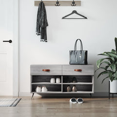 vidaXL Shoe Bench Grey Sonoma 102x35x55 cm Engineered Wood 1