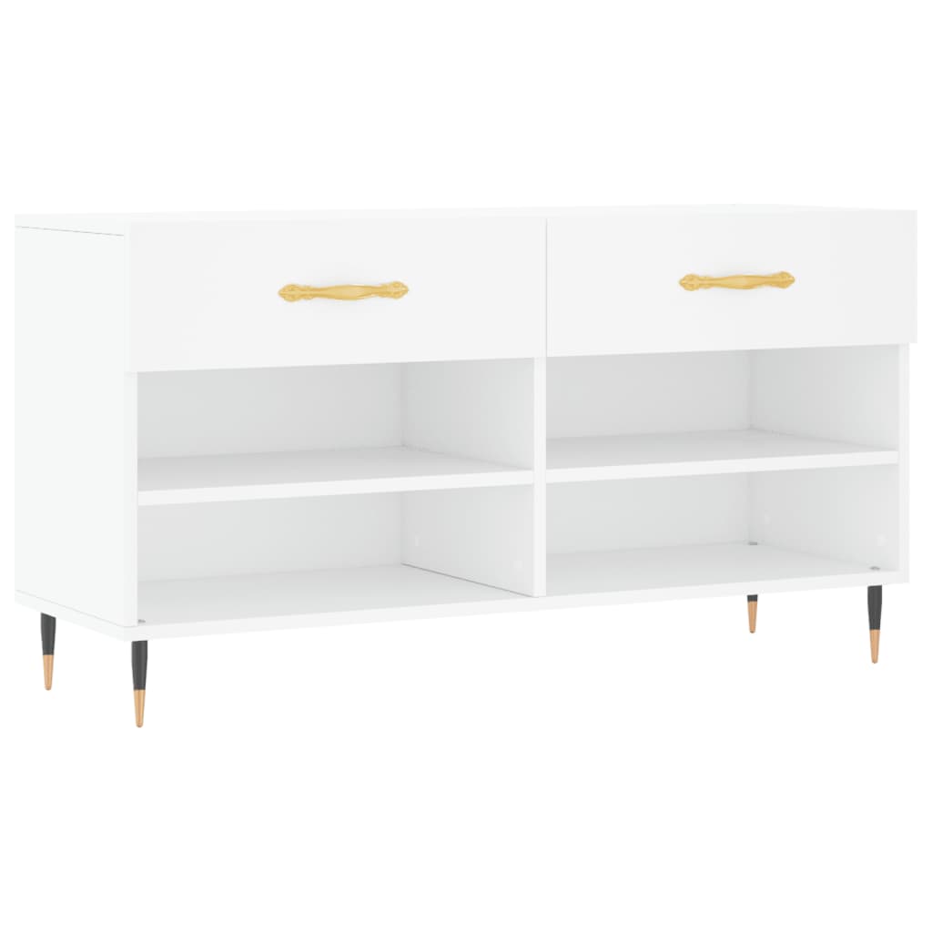 vidaXL Shoe Bench White 102x35x55 cm Engineered Wood 2