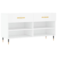 vidaXL Shoe Bench White 102x35x55 cm Engineered Wood 2