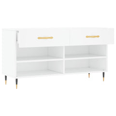 vidaXL Shoe Bench White 102x35x55 cm Engineered Wood 5