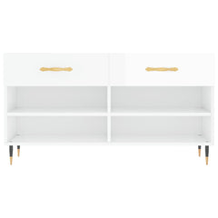 vidaXL Shoe Bench High Gloss White 102x35x55 cm Engineered Wood 6